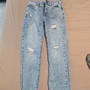a.n.a Light Blue Ripped Ankle Jeans